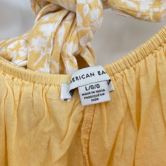 American Eagle Womens Yellow Spaghetti Straps Floral Cottage Core Sundress Large - Picture 5 of 11